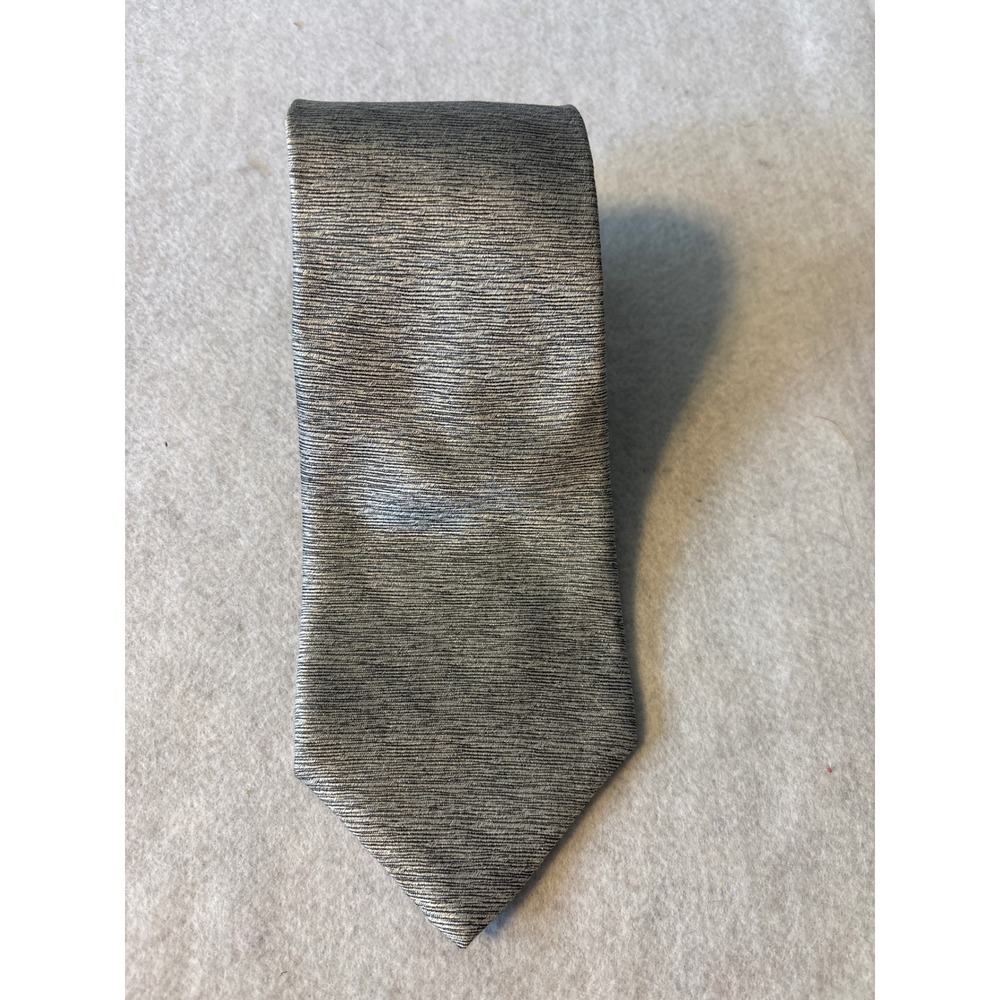 Stafford Necktie Mens One Size Silver‎ Black Ribbed Metallic